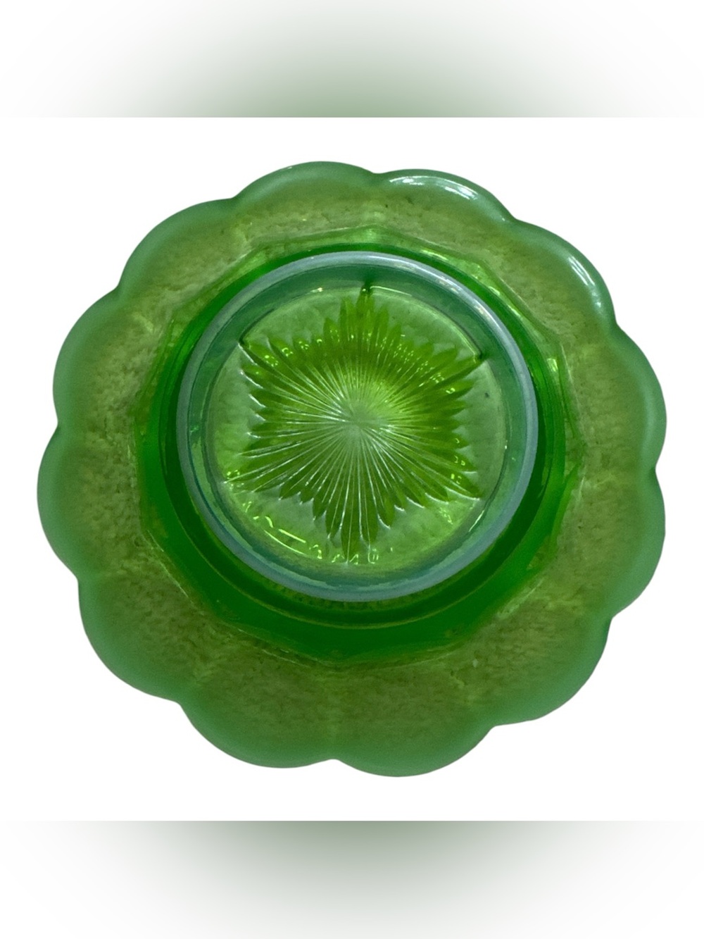 Mosser Glass Cherry Print Vintage Green Glass Covered Butter Dish - Picture 6 of 11